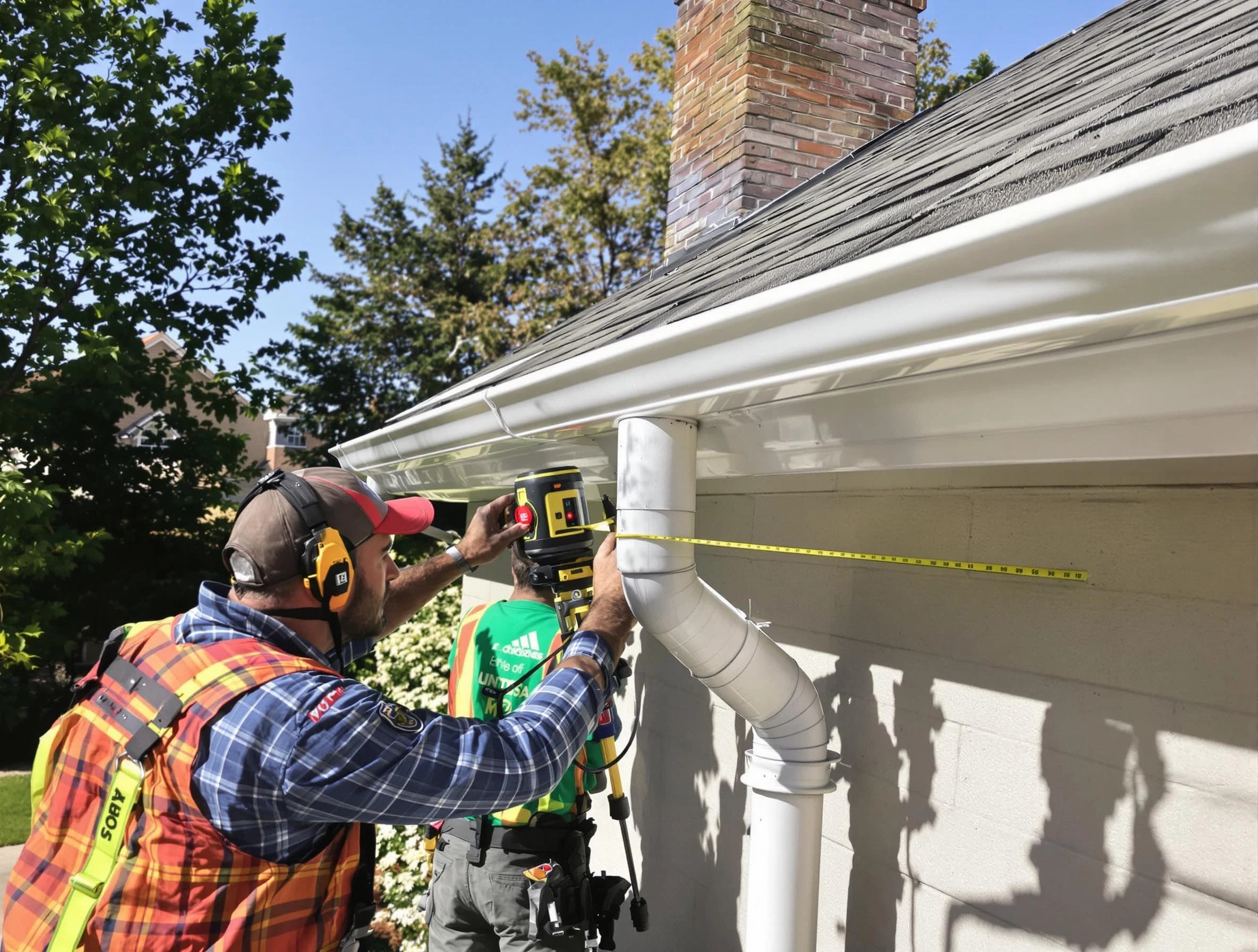 Painesville Roofing Company installing downspouts at a property in Painesville, OH