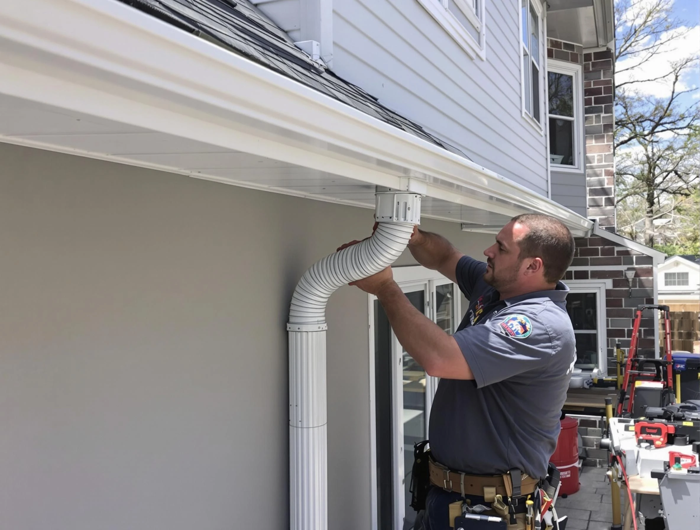 Downspouts installed by Painesville Roofing Company to guide water away in Painesville, OH